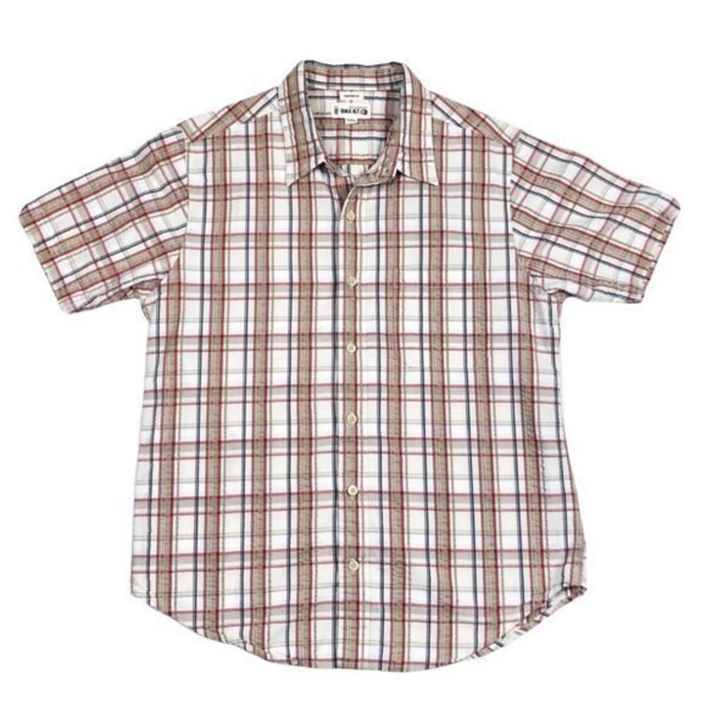 BKE 67 Mens Short Sleeve Button Front Shirt Contour Fit Size Large